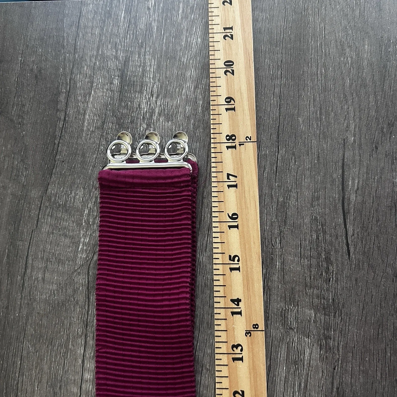 VTG 80s Malco Modes Belt XL Maroon Wide Elastic Cinch‎ Metal Buckle Retro Dance Red - Image 6