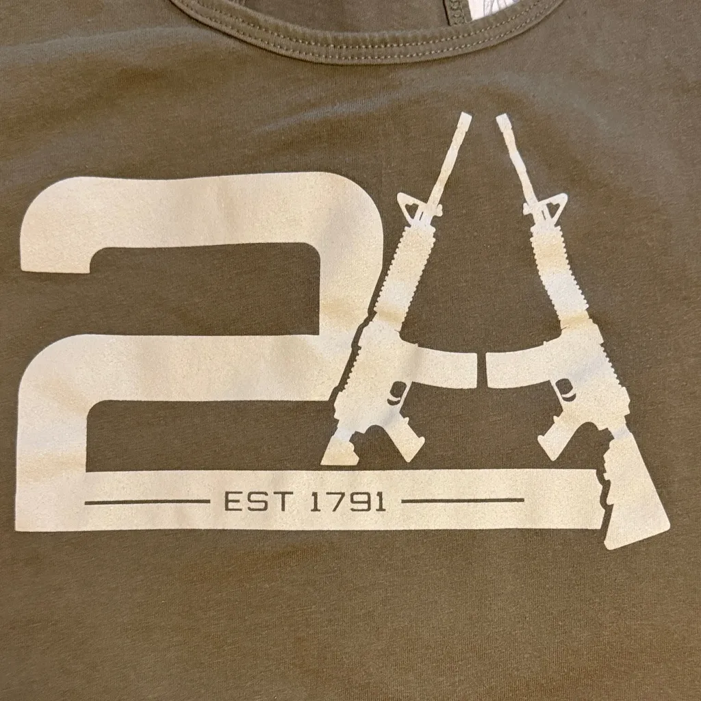 Women's Khaki Graphic Tank Top Green Size XL - Image 3