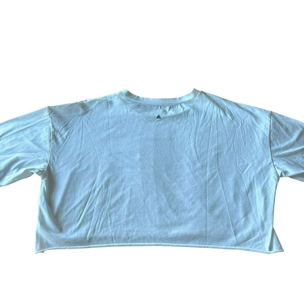 Vitality Balance Athletica Size M Oversized Crop Tee Shirt‎ White Black Logo Gym - Image 2