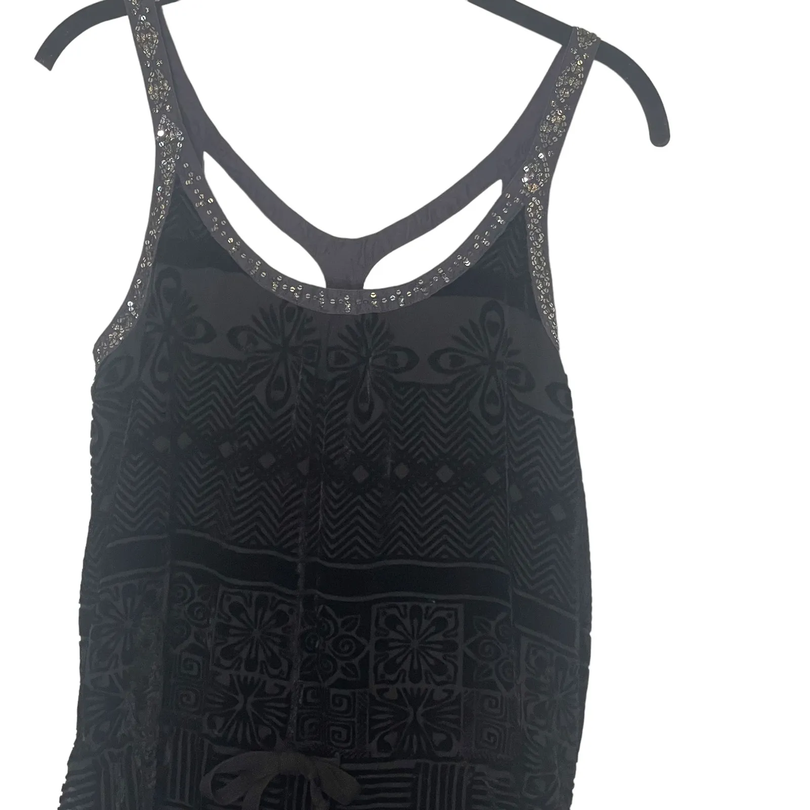 Free People Women's Size 6 Small Black Velvet Sequin Wymsgoth Romantic‎ Top - Image 2