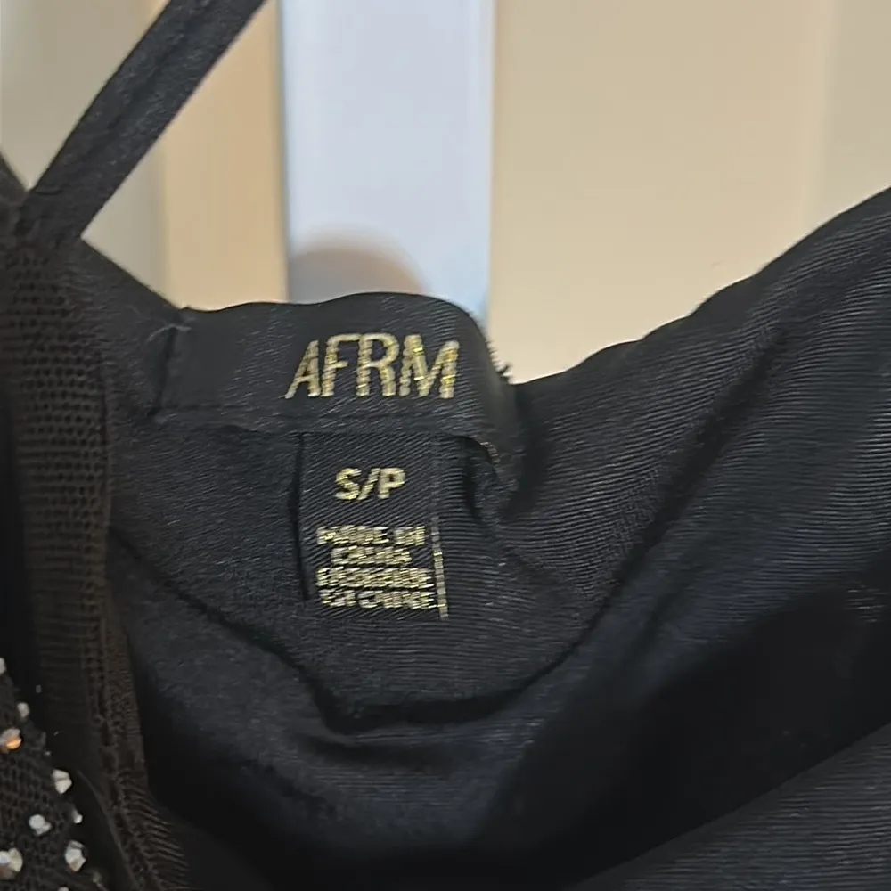 AFRM Mila Rhinestone Rose Mini Dress in Black Noir Small - Image 7