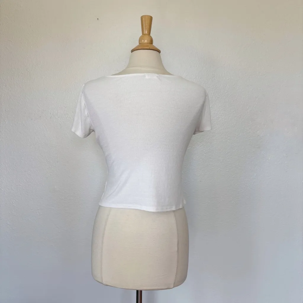 Solid White Ribbed V - Image 6