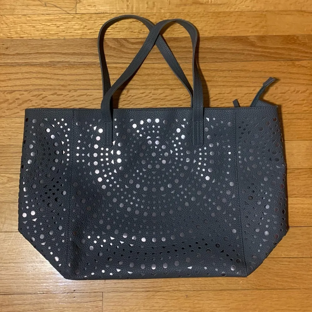 Bath & Body Works Large Laser Cut Grey & Metallic Silver/Dark Grey Tote Bag - Image 2
