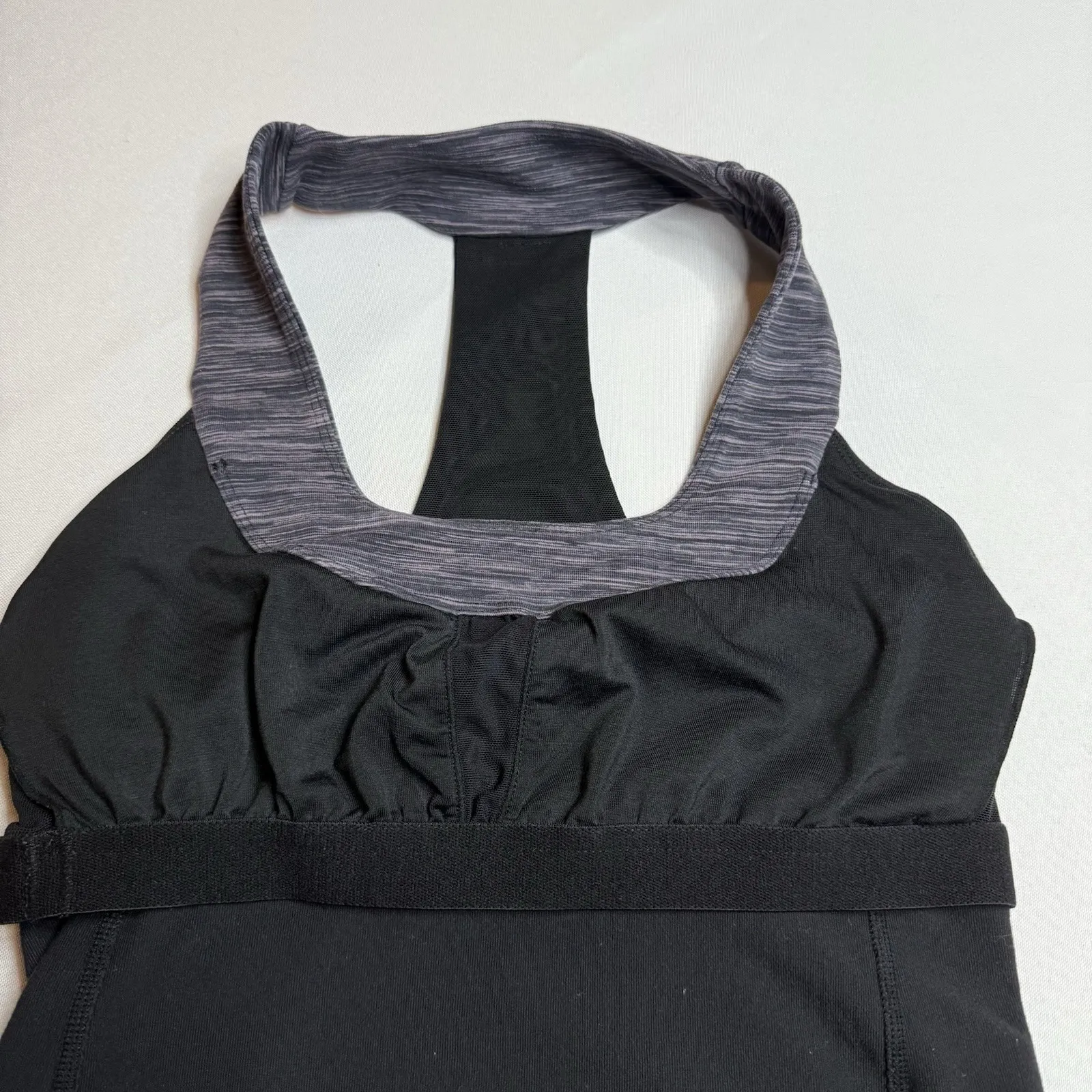 Lululemon Womens Black Space Dye Grey  Scoop‎ Neck Racerback Built In Bra Size 4 - Image 10