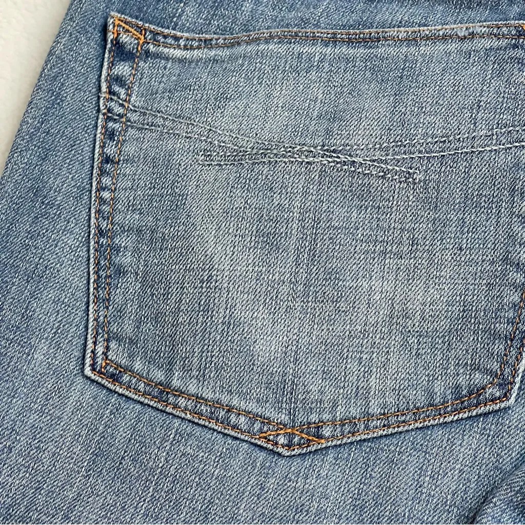 Gap 31 12 Real Straight Blue Jeans 1969 Patchwork Mid Rise Full Distressed Y2K - Image 11