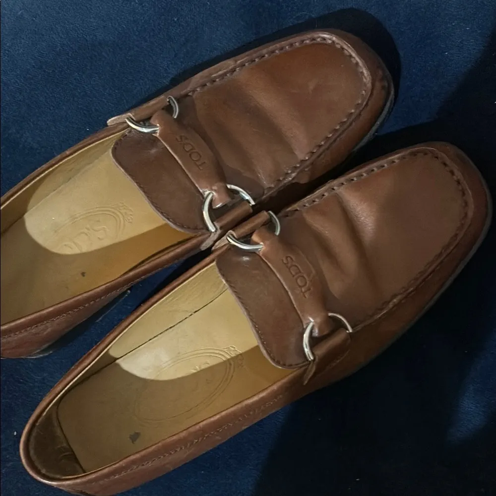 TOD’S GOMMINO LEATHER Driver LOAFERS British Tan Brown Leather Size 36 - Image 6