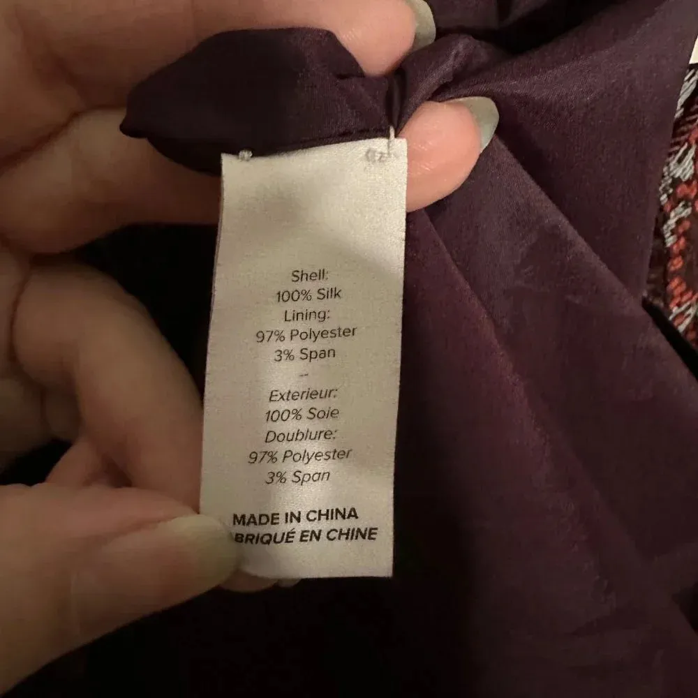 Cinq a Sept Jasmine Mini Dress Floral Print Silk Red Combo Size Small NEW - Image 7