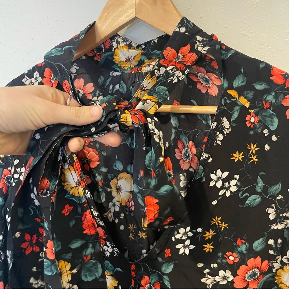 Derek Lam Silk Floral Mock Neck Blouse - Image 8