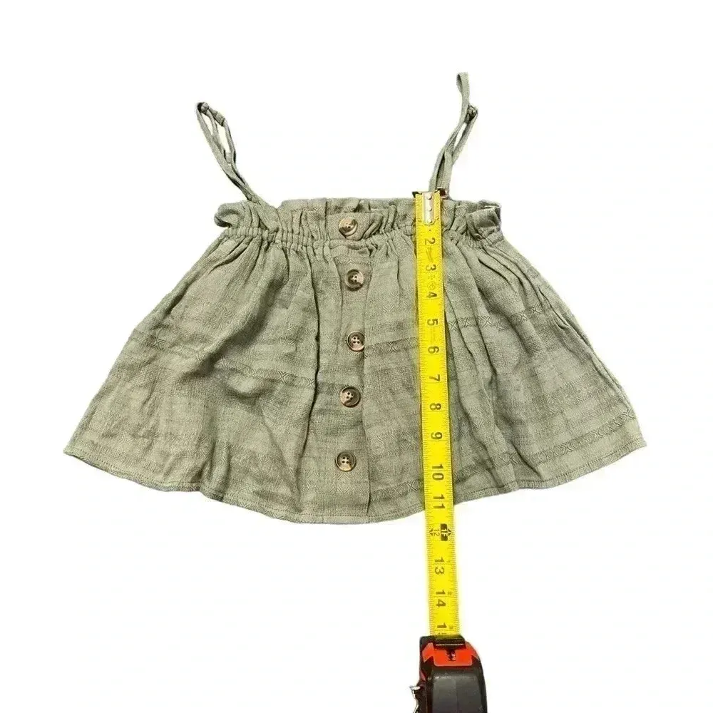 American Eagle Cropped Button Front Tank Top Peasant S Army Green Boho NWT‎ - Image 3