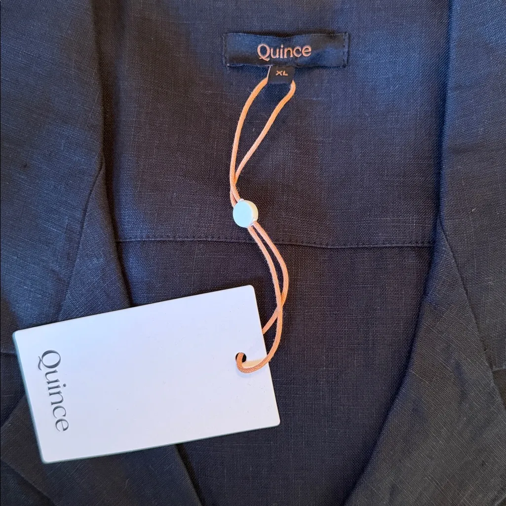 NWT Quince 100% European Linen Button Front Black Dress Sz XL - Image 6