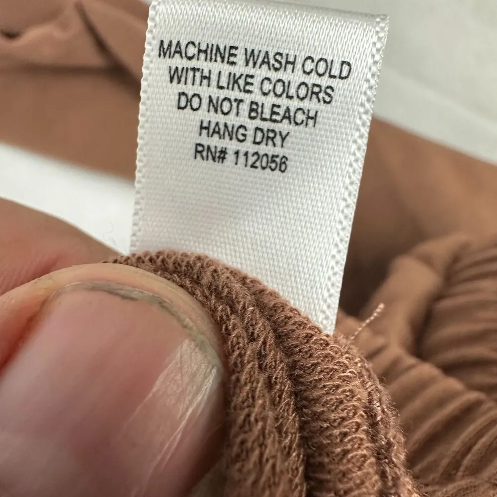 Zenana Womens Jogger Pants Size M Brown Elastic Waist Drawstring Tapered Leg - Image 6