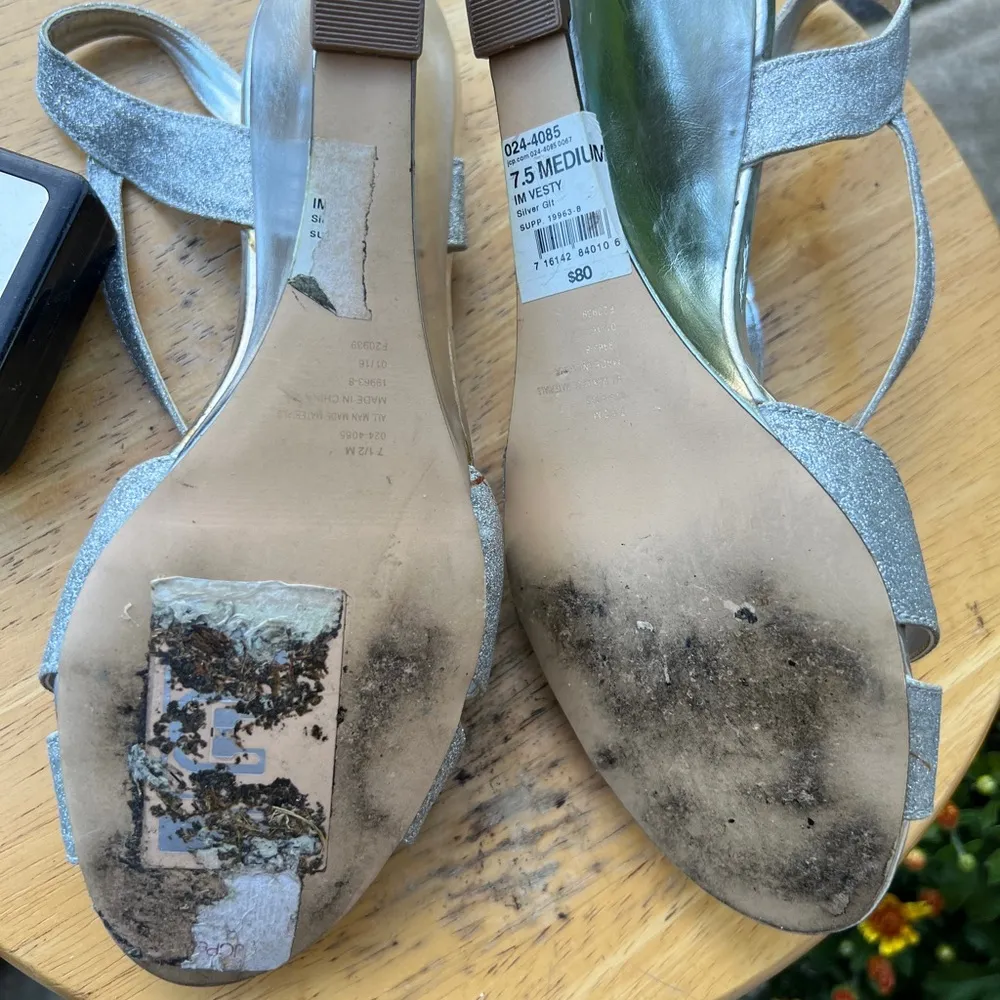 Clearance 50% off I.Miller Silver Strapppy Wedge Heel, Size 7.5 - Image 4