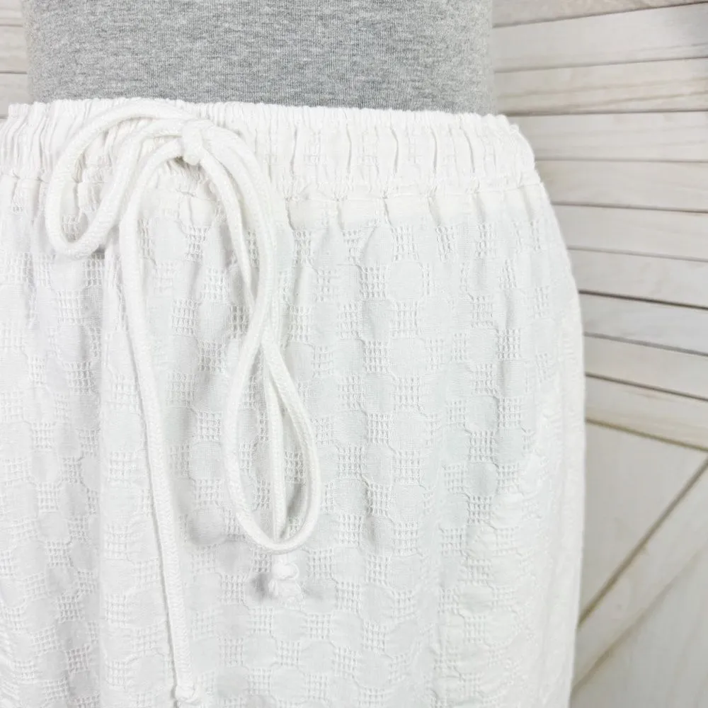 Free‎ People Textured Cotton Side Slit Maxi Skirt White Large Pockets Drawstring - Image 5