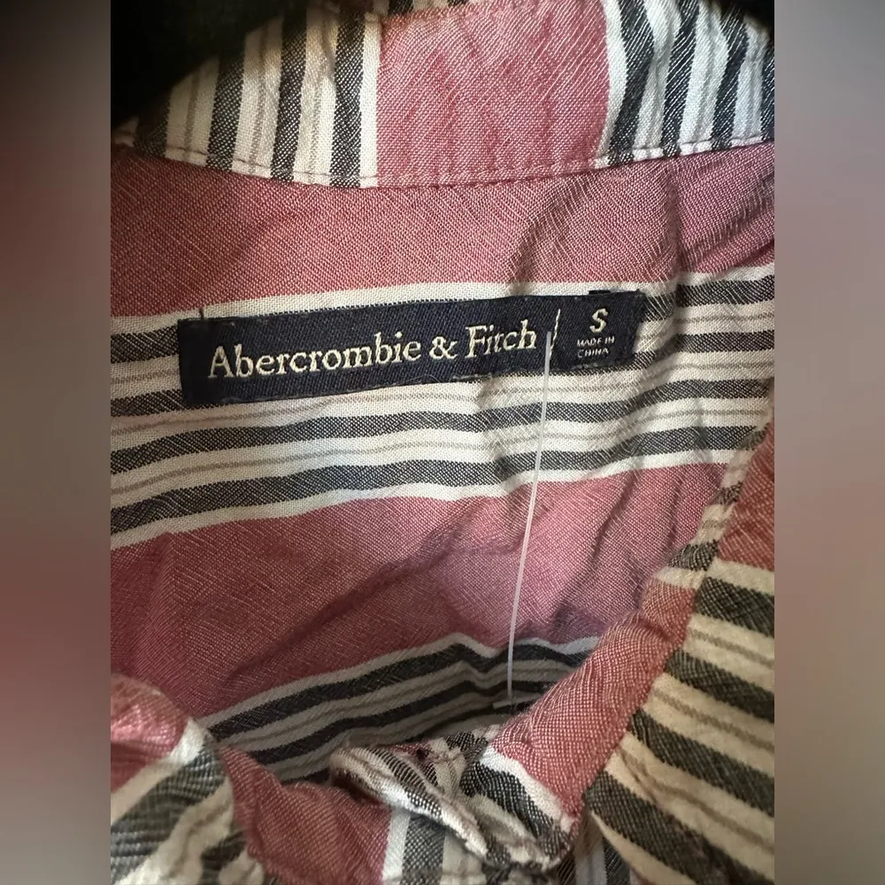 Abercrombie & Fitch Women’s Pink Gray Striped Long Sleeve Belted Dress Small - Image 5