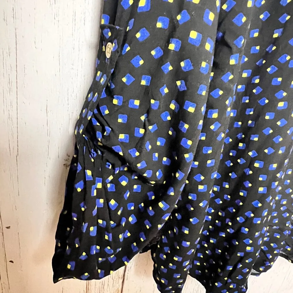 Gap Women's Multi Print Rushed Adjustable Button Sleeve V Front Blouse Sz L - Image 7