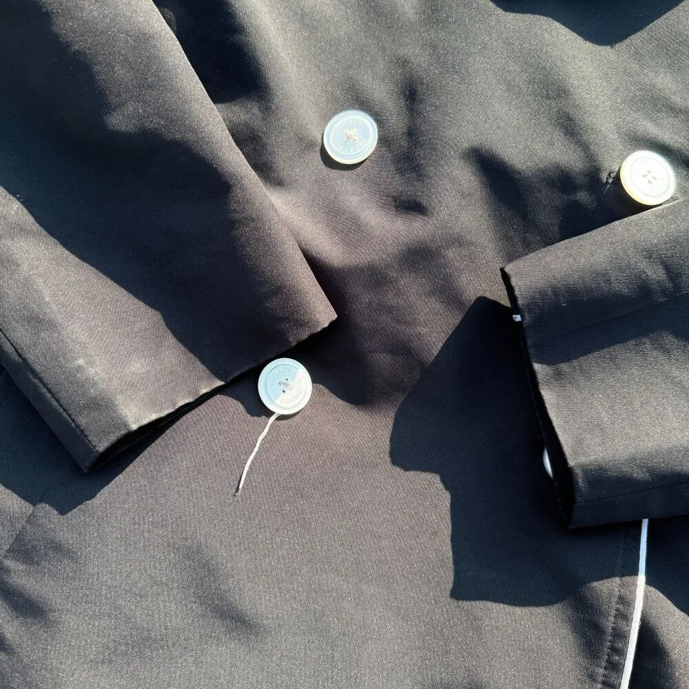 Chaps Women's S Black/White Lightweight Button Rain Jacket/Pea Coat - Image 2