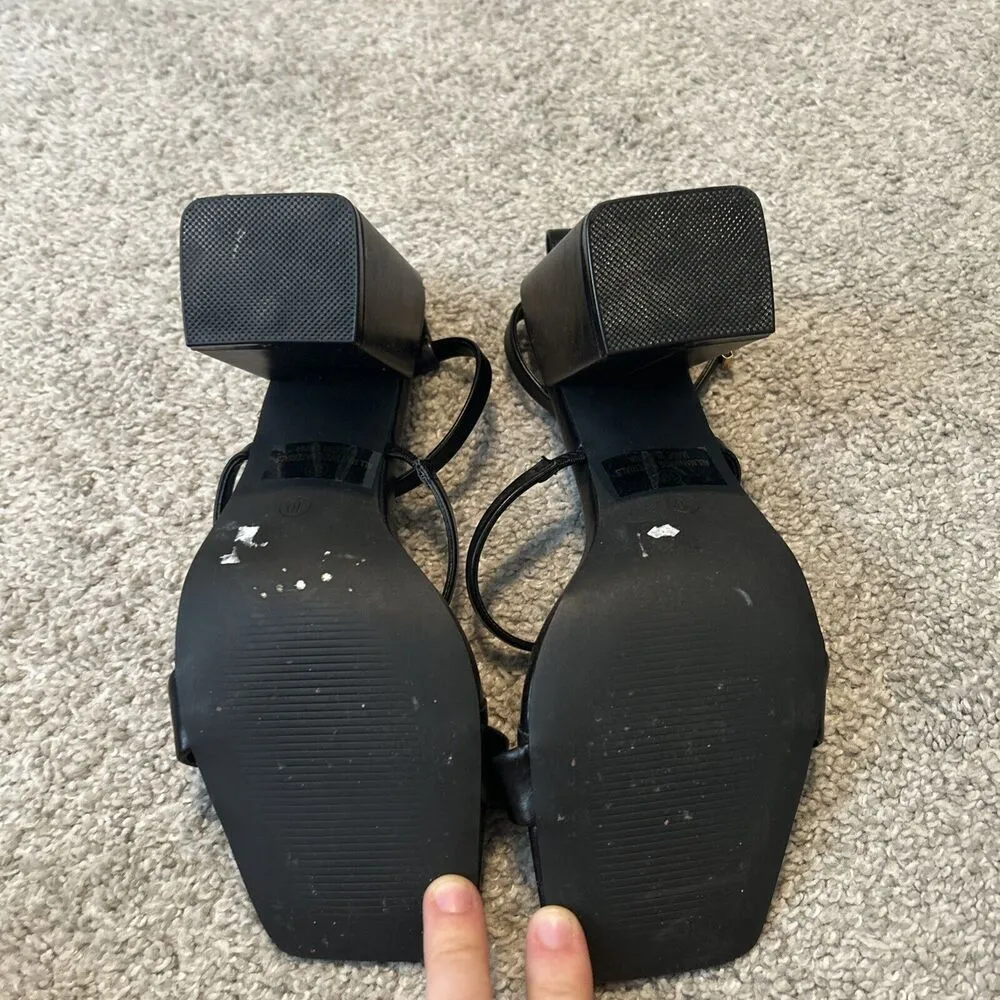 Lulus Black High Heels Shoes Mabie Black Ankle Strap High Heel Sandals Size 10 - Image 4