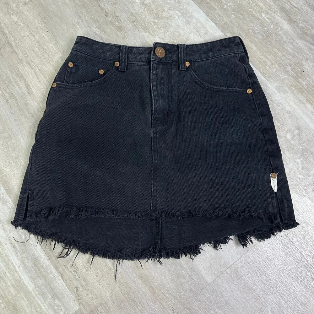 One Teaspoon Fox Black 2020 High wasted mini denim skirt size 26 - Image 2