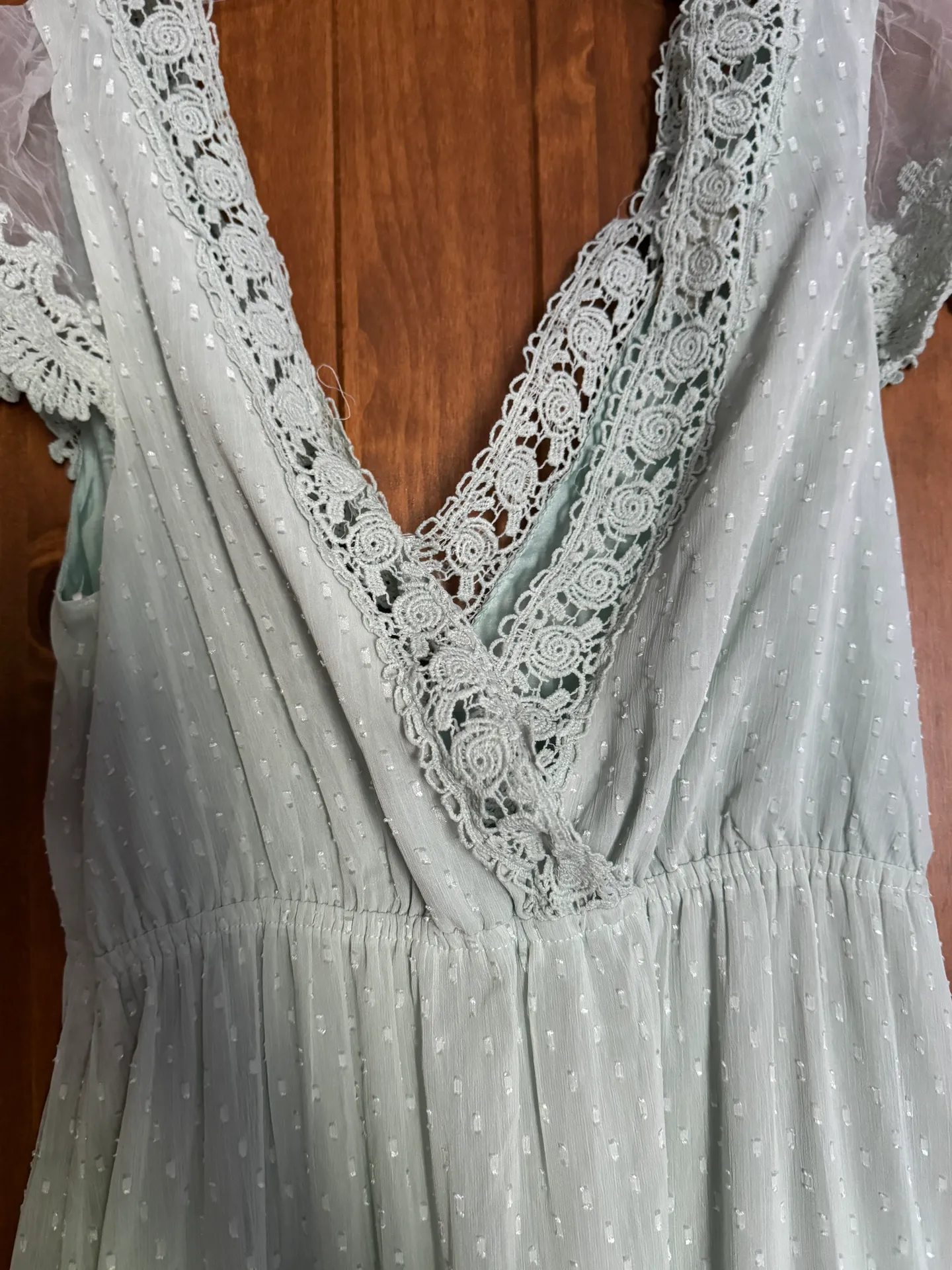 Altar’s State Mint Green Lace Maxi Dress - Image 3