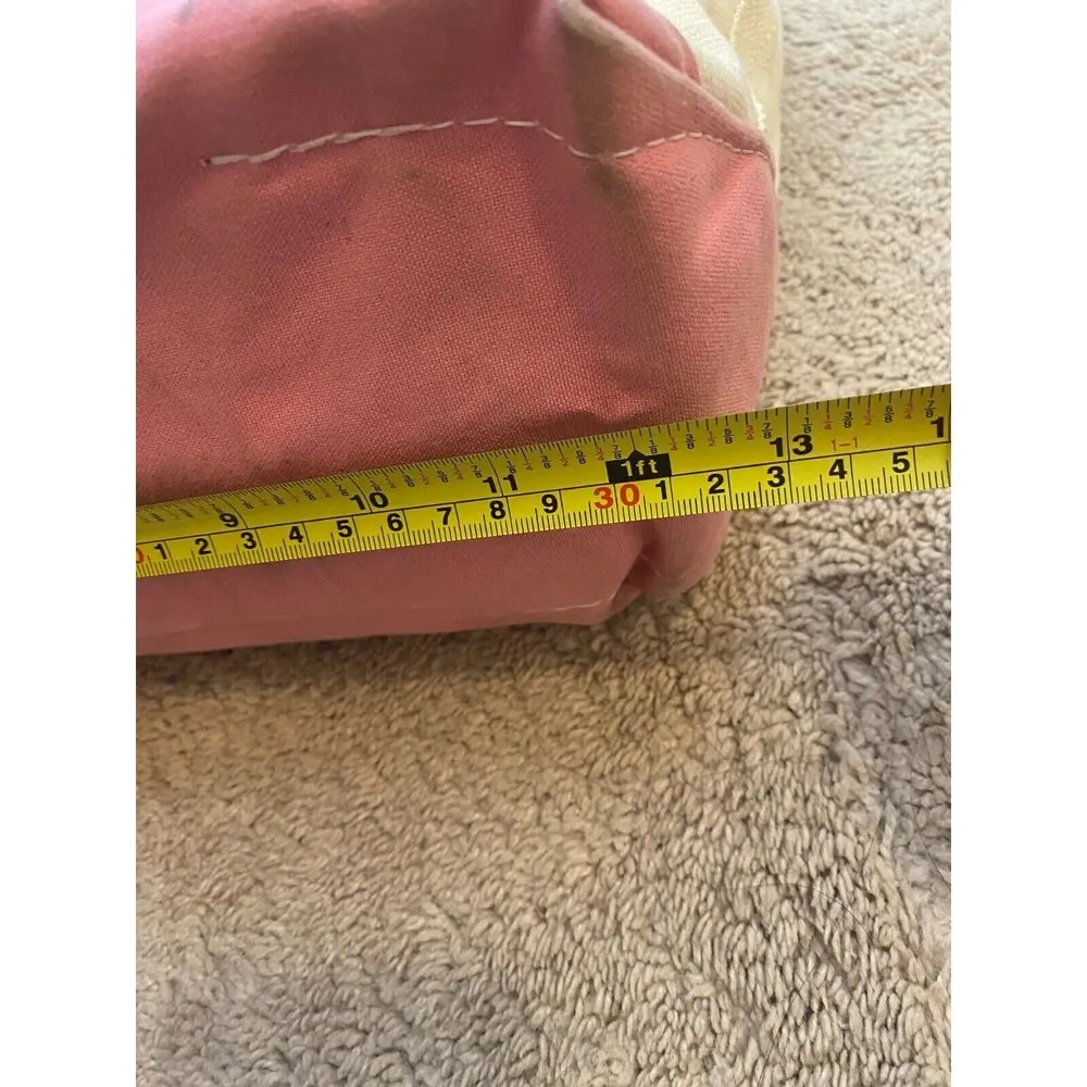 Vintage LL Bean Classic Canvas BOAT AND TOTE ZIPPER Bag PINK WHITE MOM - Image 14