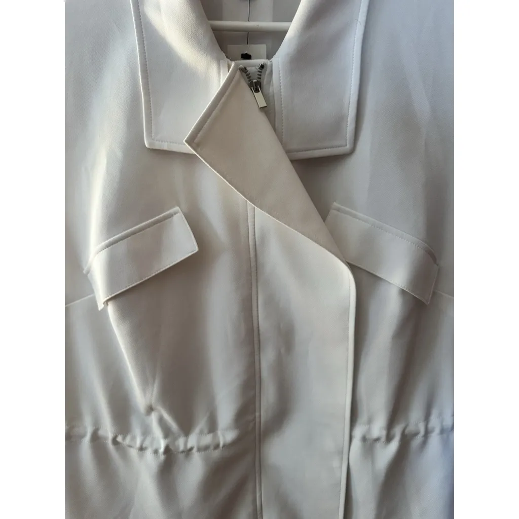 Lane Bryant Womens Plus Size Size 16 White Chiffon Hem Layered Jacket Blazer - Image 8