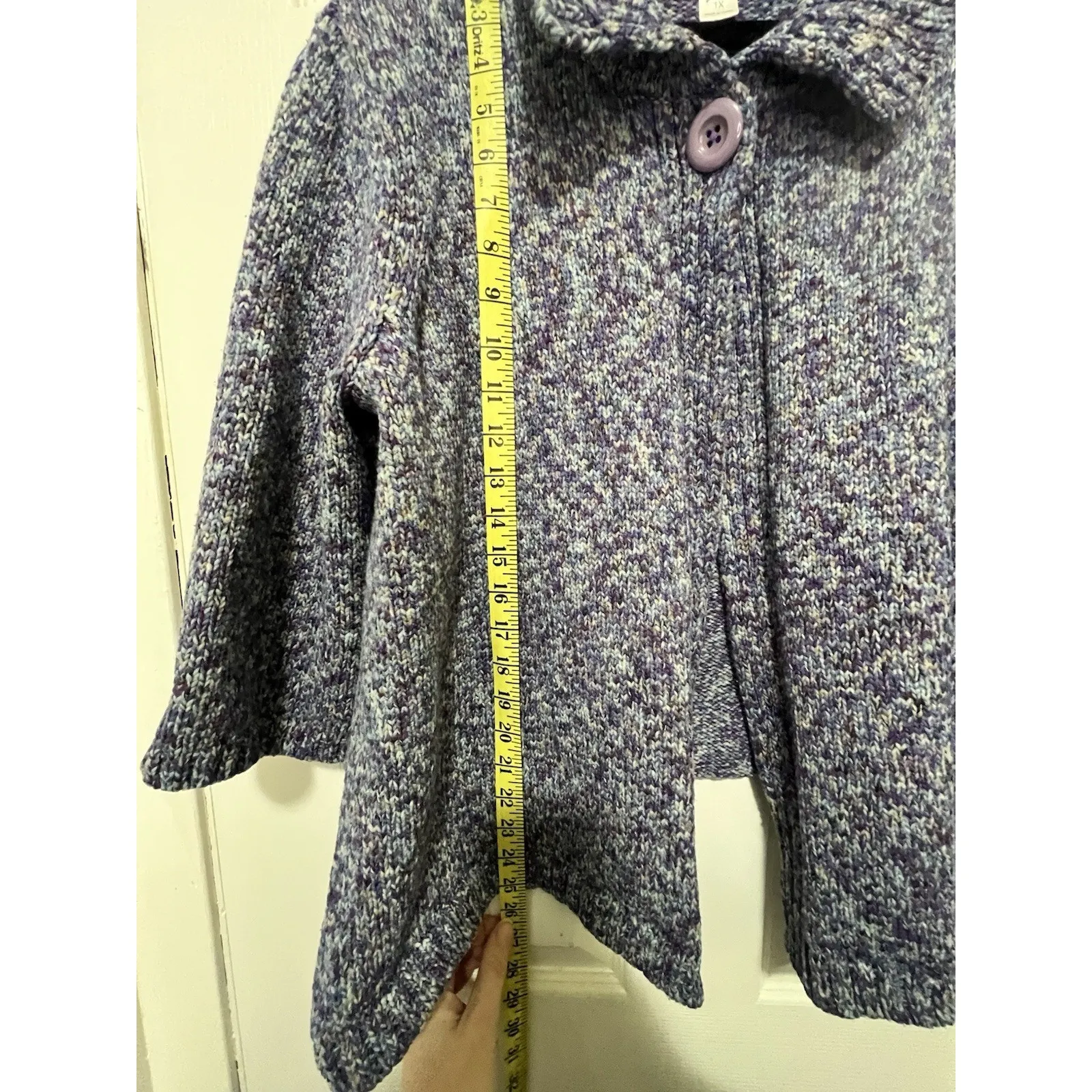 Christopher & Banks Purple White Pattern Button Jacket 3/4 Sleeve Plus Size 1X - Image 6