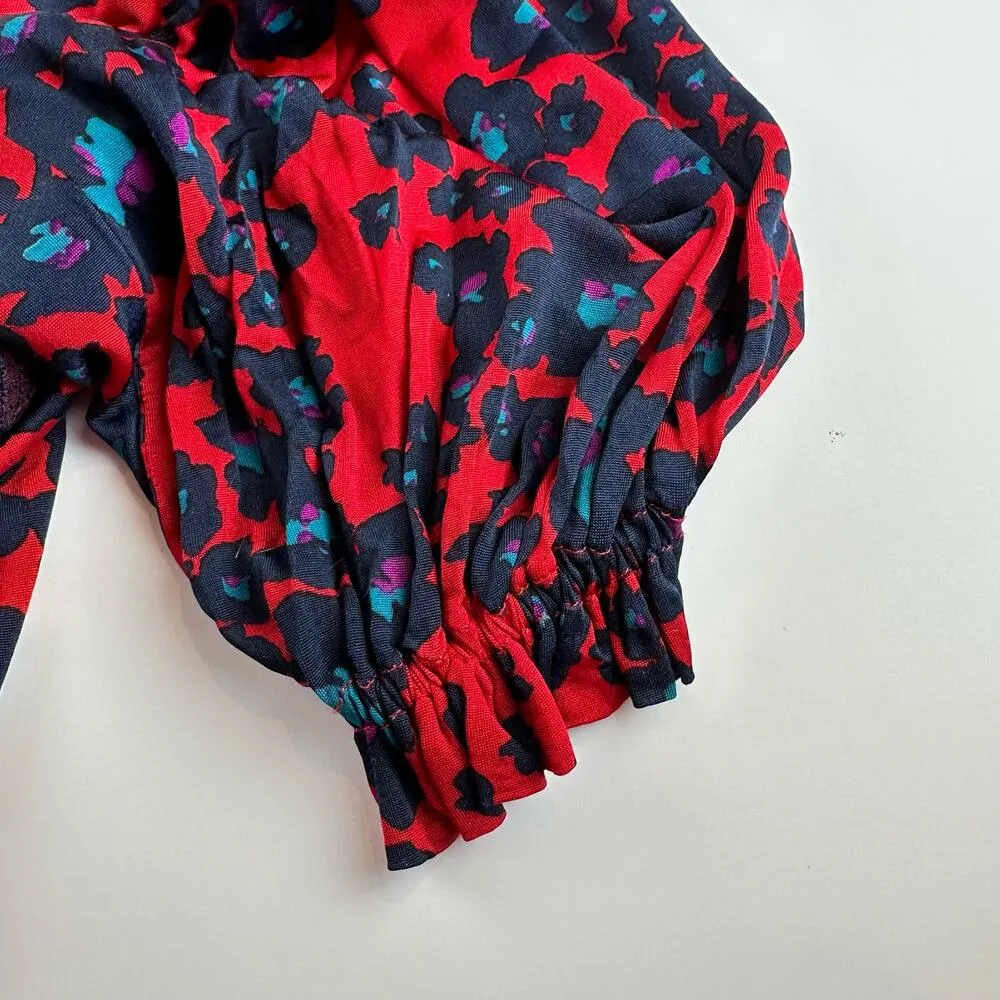 Free People Merlot Combo Love Letter Red & Blue Floral Size Small - Image 14