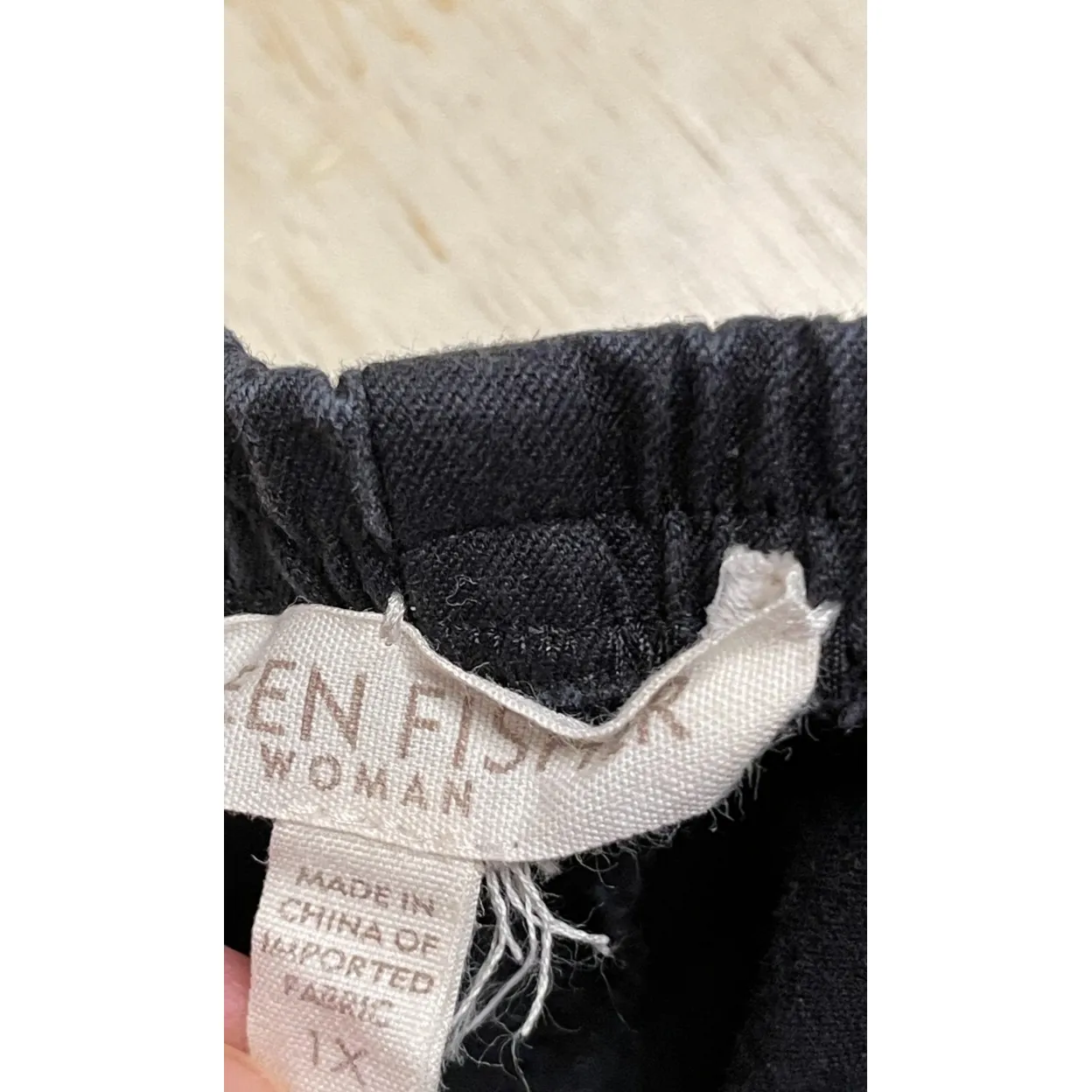 FLAW Eileen Fisher Ankle Pants Women 1X‎ Black Crop Cotton Comfort Classic READ - Image 6