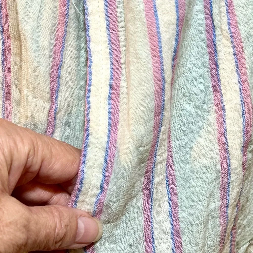 MARINE LAYER Leila Double Cloth Tiered Minidress in Aqua Stripe NWOT Sz XS - Image 8