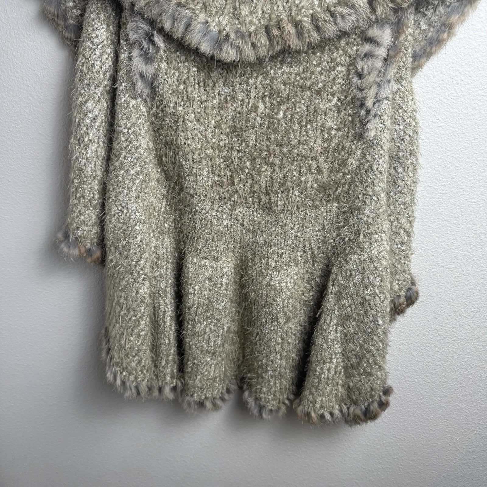 Love Token Vest Size XS  Womens Rabbit Fur Trim Beige Cozy Soft Luxe Sweater - Image 12