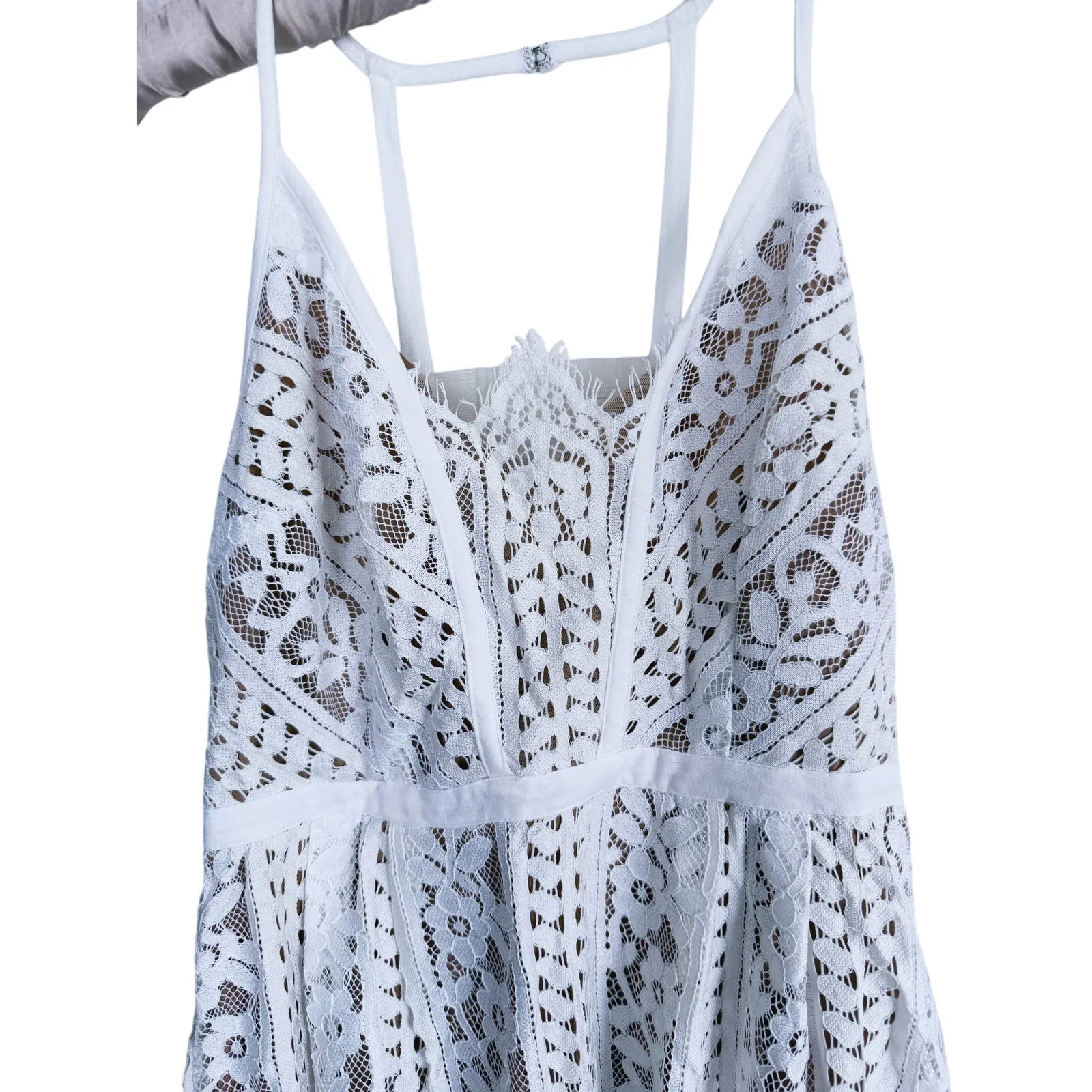 Tracy Reese Fairy Boho Lace Mini Dress 10 White Bridal Bachelorette Event Party - Image 3
