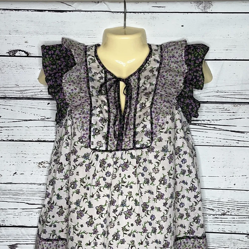 Carolina Belle NWT Size S Floral Patchwork Print Tiered Ruffle Peasant Shirt Top - Image 2