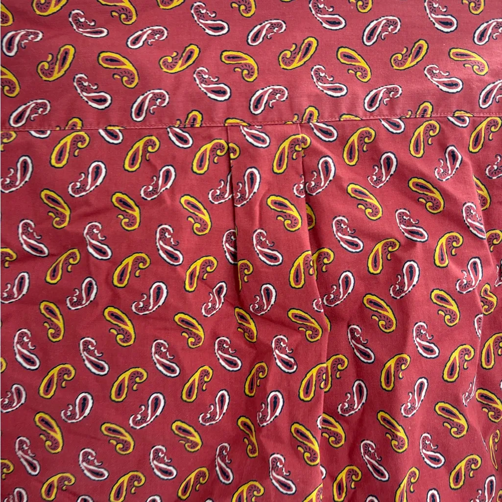 Vintage 70s Y2K bohemian paisley boho orange floral button up shirt size medium Red - Image 14