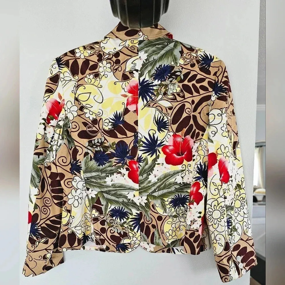 Vintage Leslie Fay Tropical Floral Blazer 16 - Image 3