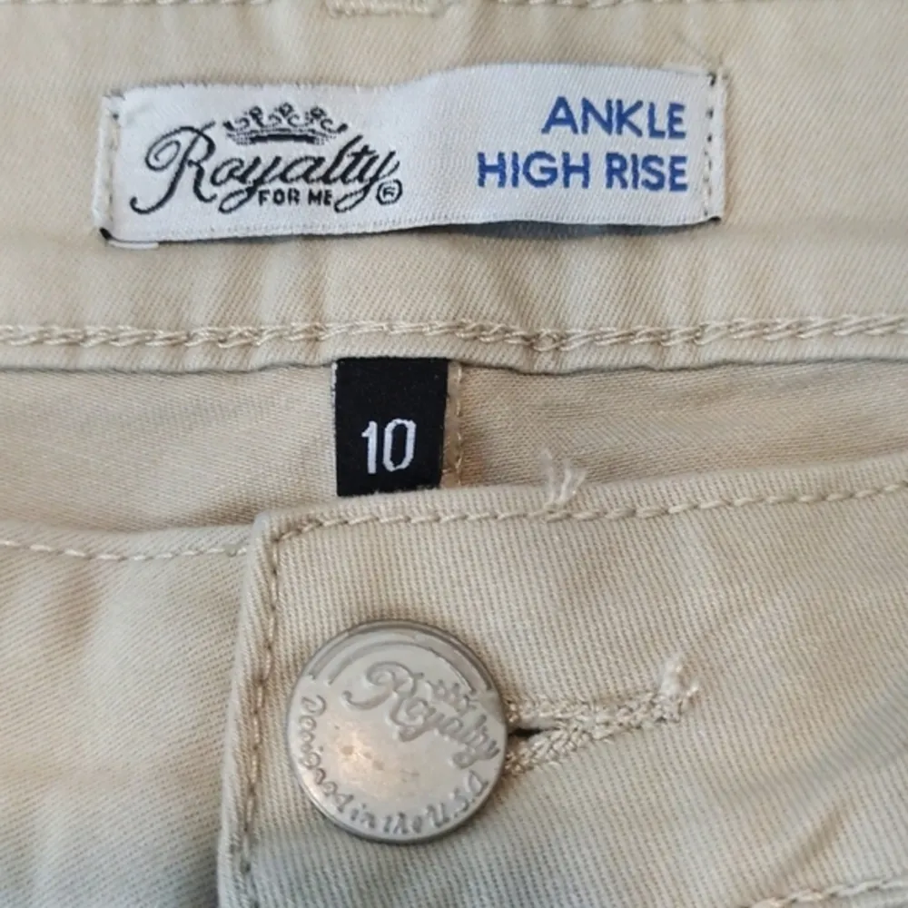 Woman's Royalty Tan Khaki Ankle High Rise Jeans Pants Size 10 EUC #1958 - Image 6