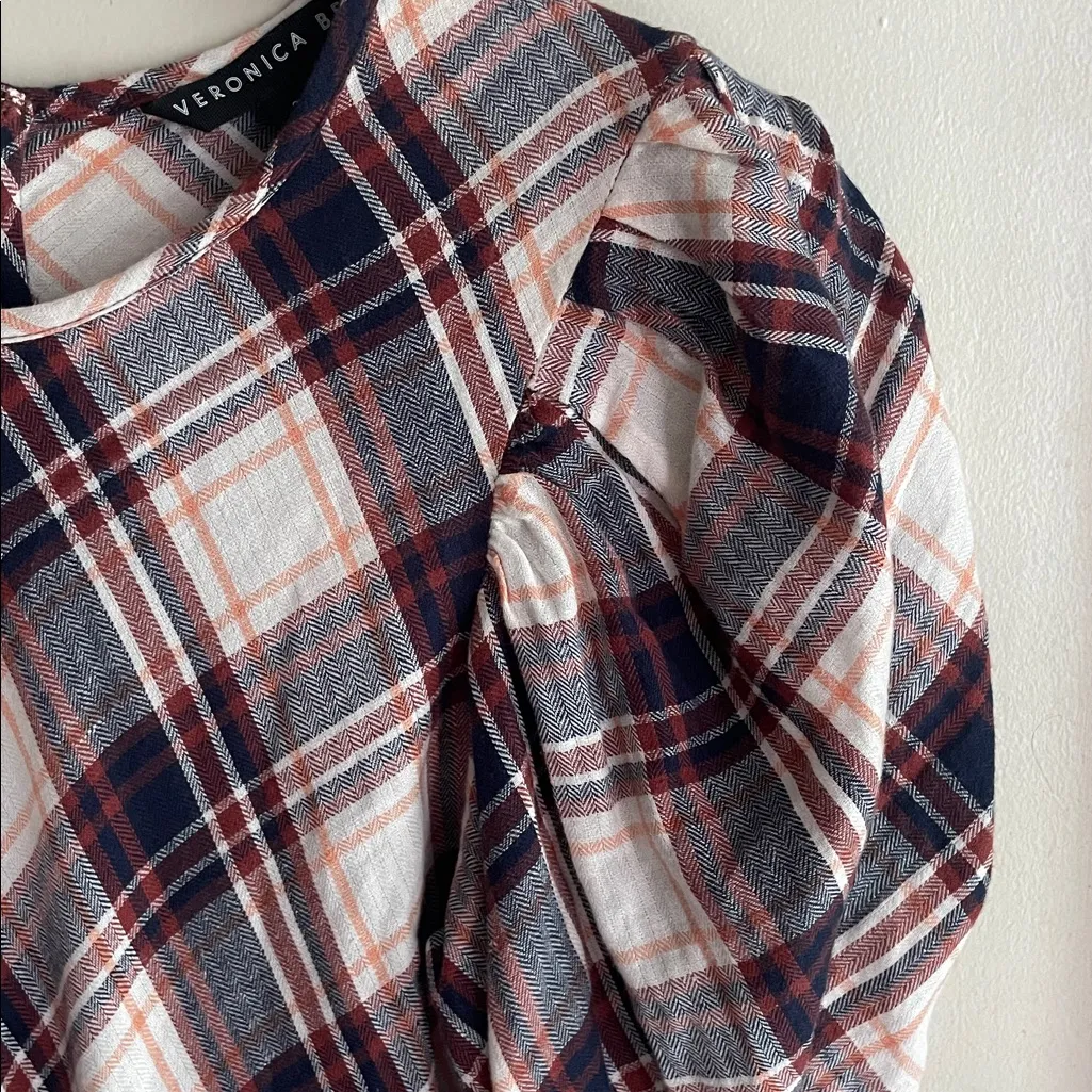 VERONICA BEARD Agnor Ruched Checked Cotton-Flannel Mini Dress - Image 5