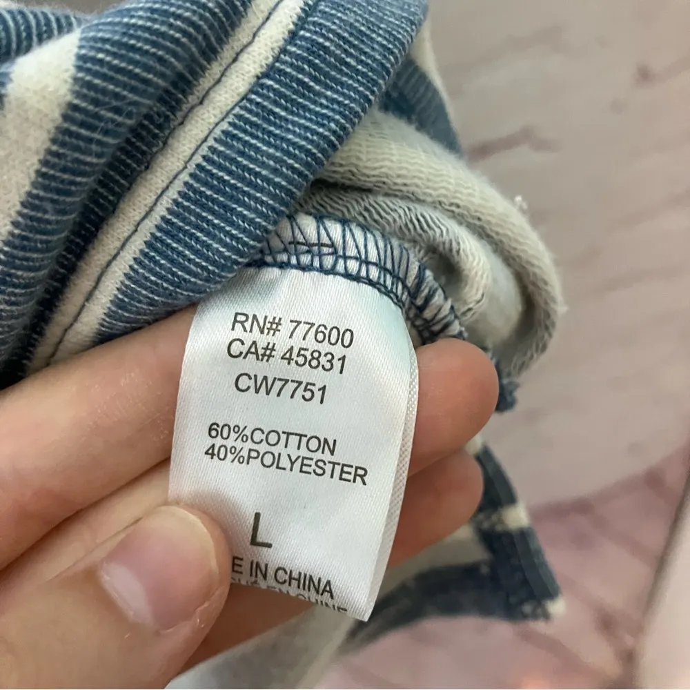 Chaser NEW blue and white striped lightweight preppy hoodie relaxed fit - Image 6