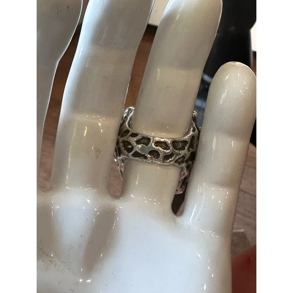 Rare Mania Mania 925 Silver Amazonite Crescent Moon Chunky Statement Ring SZ. 8 - Image 7