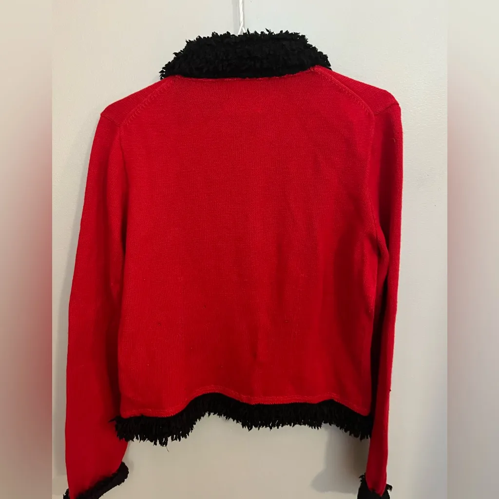 Michael Simon Womens Sz M Beaded Nutcracker Sweater‎ Christmas Vintage 1998 Red Size M - Image 2
