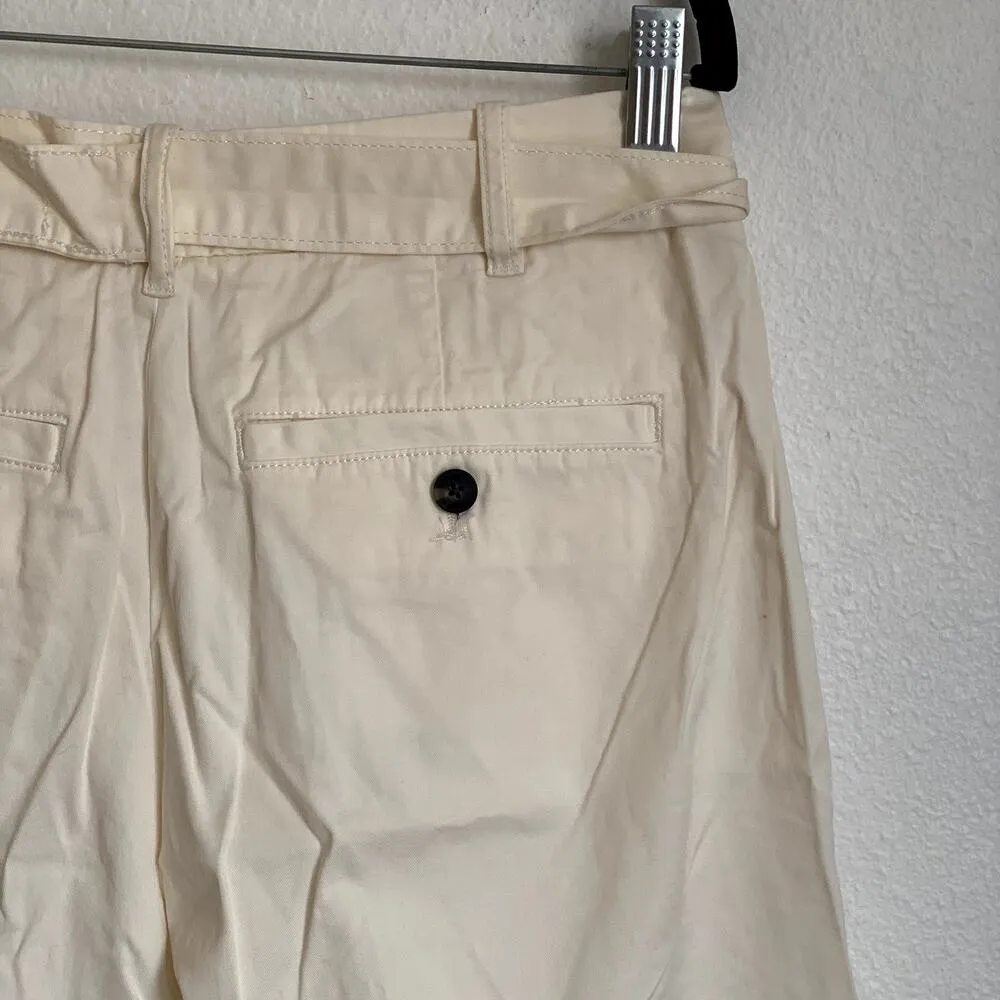 NEW Everlane The Pleated Wide-Leg Chino in Bone White Belted - Image 7