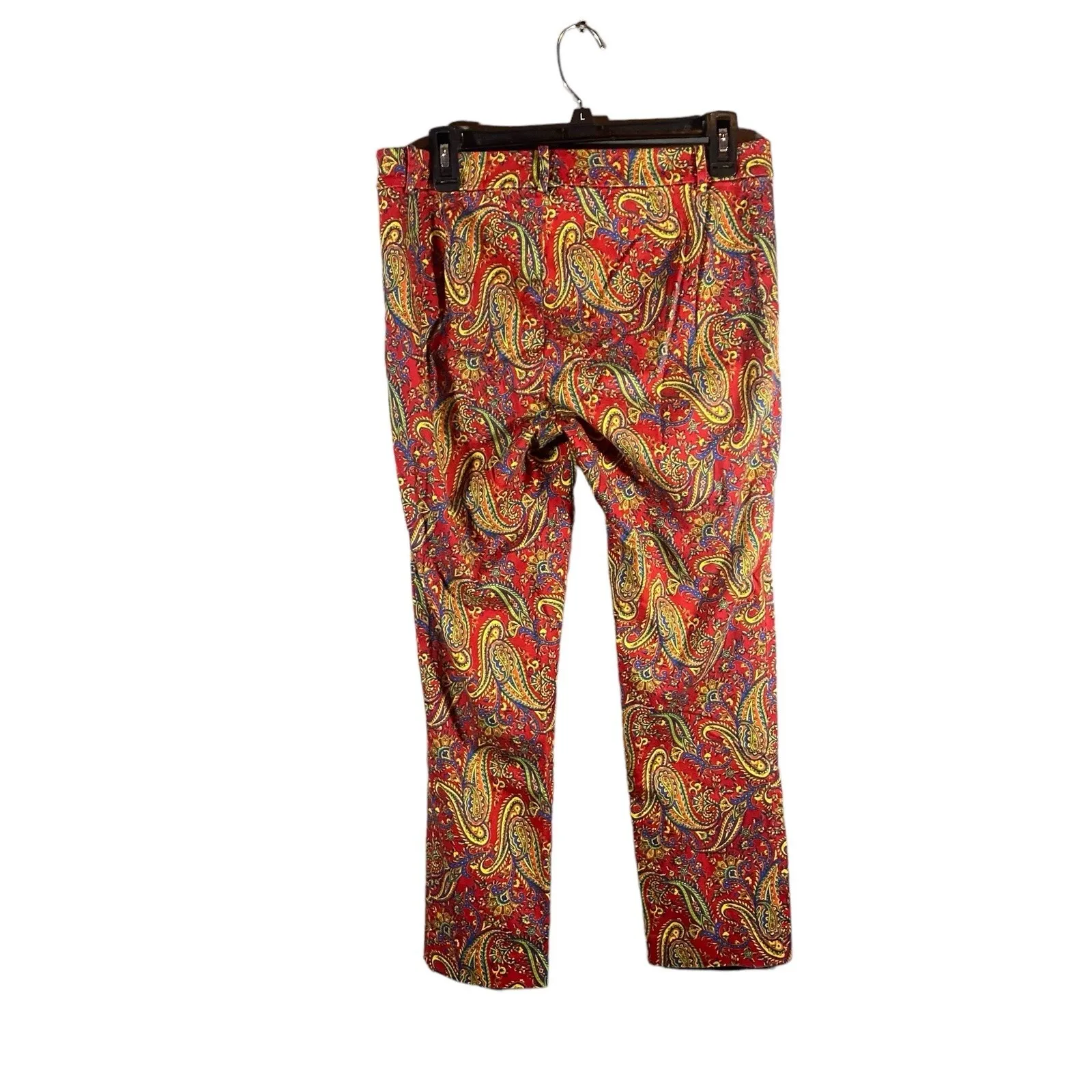 Lauren Ralph Lauren Womens Pants Red Paisley Straight Leg Stretch Petite Size 8P - Image 2