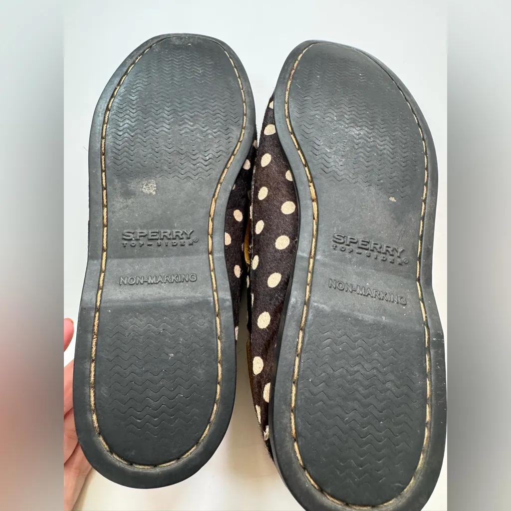 Sherry Top Sider Women’s Boat Shoes Loafers Brown Calf Fur Polka Dot size 7.5 - Image 7