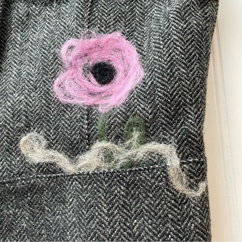 Vintage GAP Wool Vest Gray Pink Size Medium Herringbone Classic Tailored Y2K - Image 7