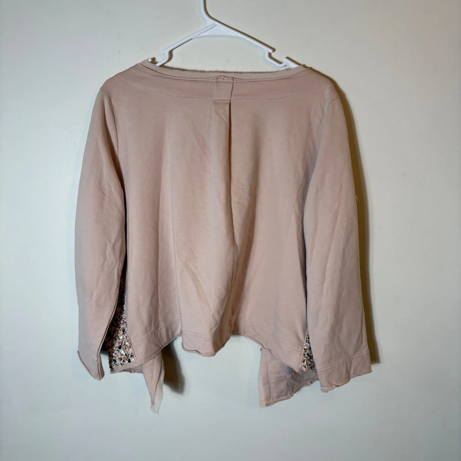 Anthropologie Postmark Paillette Sequin‎ Cardigan Size Large Tan - Image 10