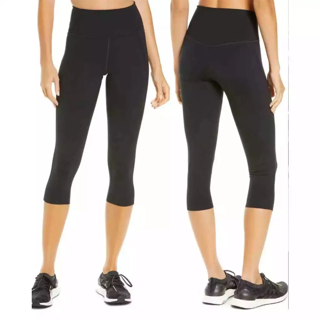 Girlfriend Collective‎ Black High Waist Capri Leggings Size Small Black 4012 NEW - Image 2