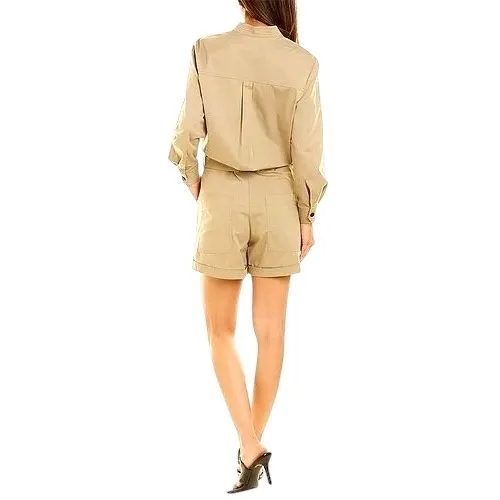 Zadig‎ & Voltaire Cooki Twill Belted Romper Playsuit Khaki Utility Jumpsuit M - Image 2