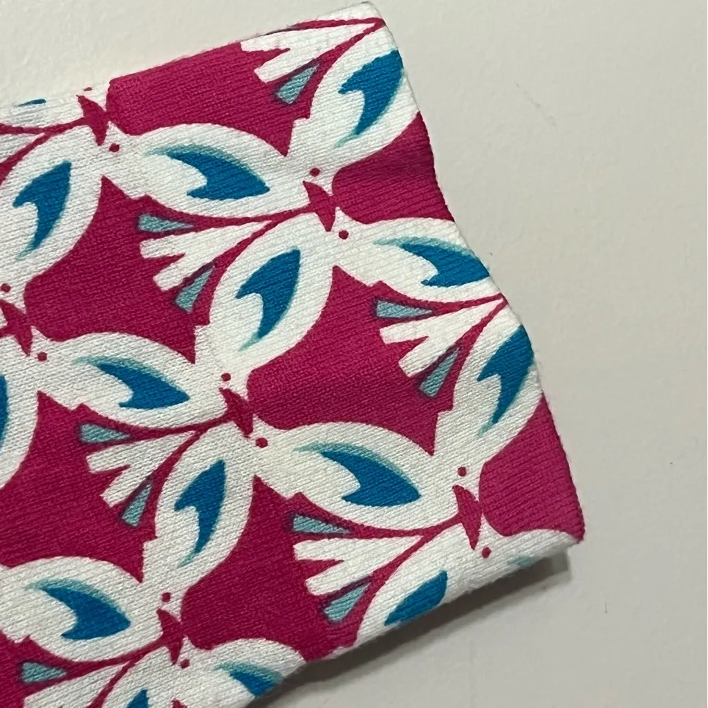 Le Tigre Womens Pink Blue Button Front Cotton Blend‎ 3/4 Sleeve Cardigan Large - Image 4