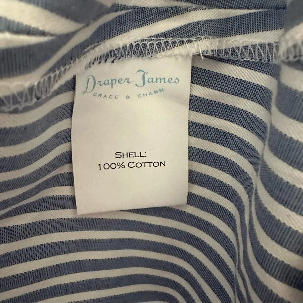 Draper James Striped Embroidered Faux Wrap Dress - Image 7