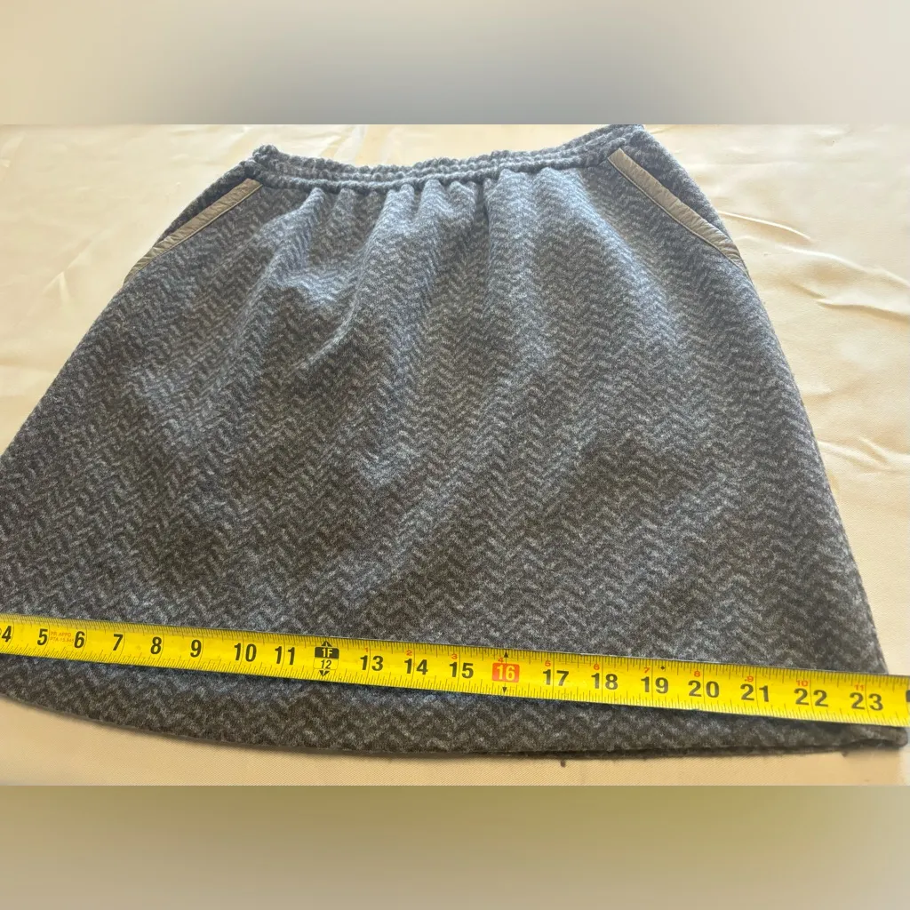 J Crew Wool Blend Skirt‎ Brown Herringbone Pull On Pockets Lined Sz 6 - Image 3