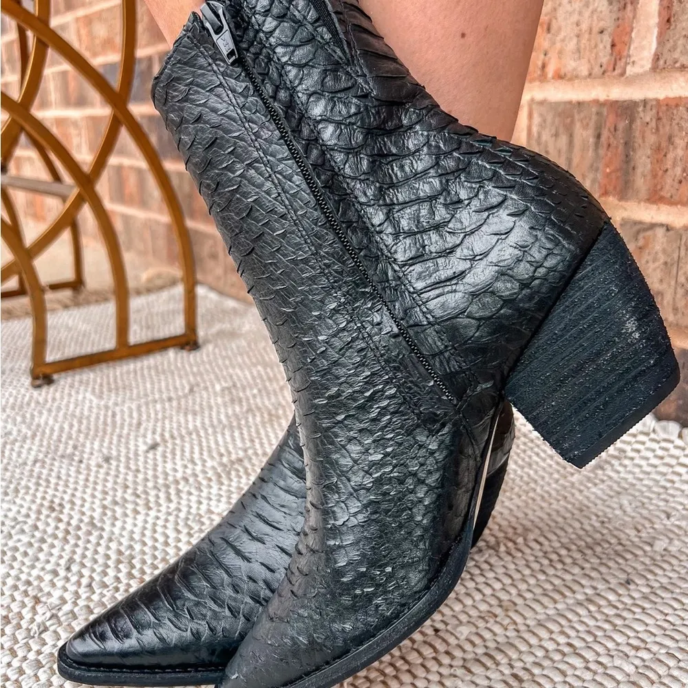 Coconuts by Matisse  Black Ankle Boots with Snakeskin Texture - Image 2